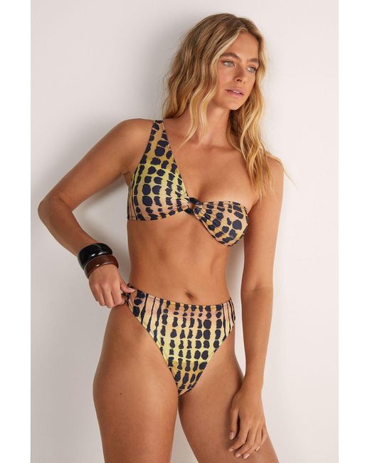 Nasty Gal Brown Ombre Leopard One Shoulder Ring Bikini Set