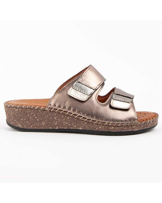Purapiel Brown Wedge Sandal Leida2 Leather