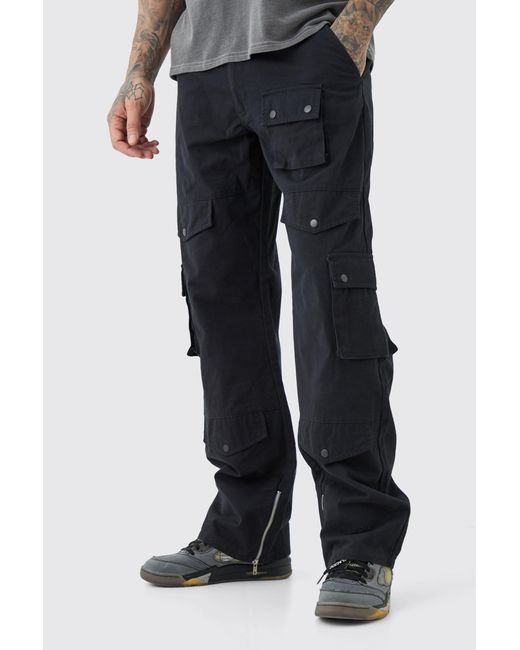 BoohooMAN Blue Tall Relaxed Fit Twill Cargo Pants for men