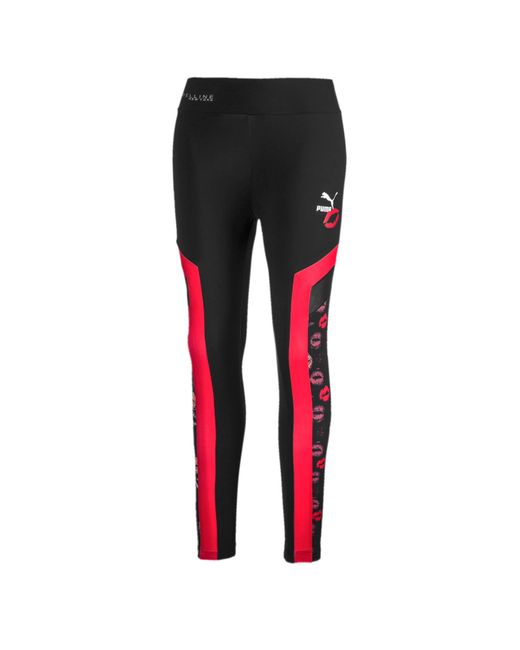 PUMA Red X Maybelline Leggings Taped Graphic Tight 596644 51 Textile