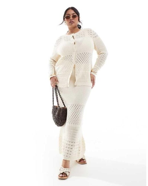 Vero Moda White Patched Crochet Cardigan Co-Ord