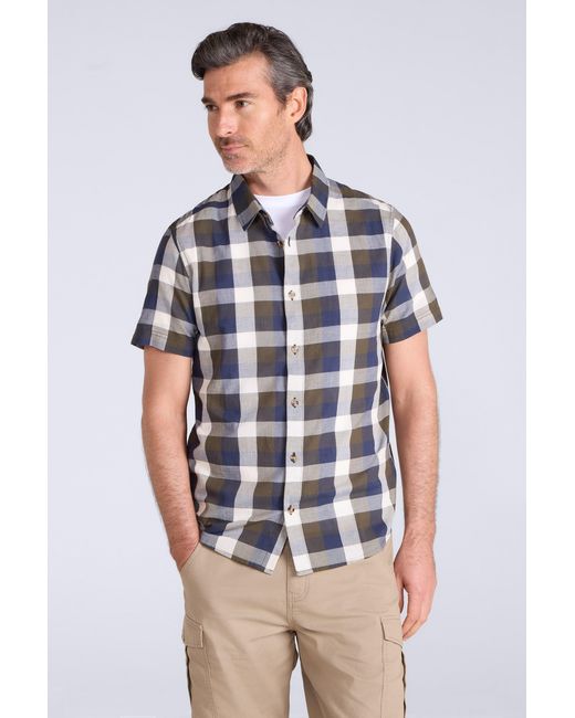 Mountain Warehouse Green 'Weekender' Short Sleeve Shirt 100% Cotton Lightweight Breathable Top for men