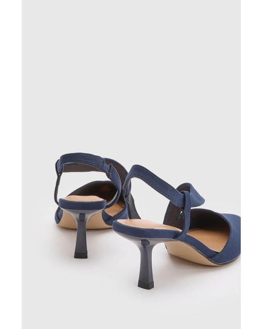 Wallis Blue Evelyn Asymmetric Slingback Kitten Heel Comfort Sock Court Shoes