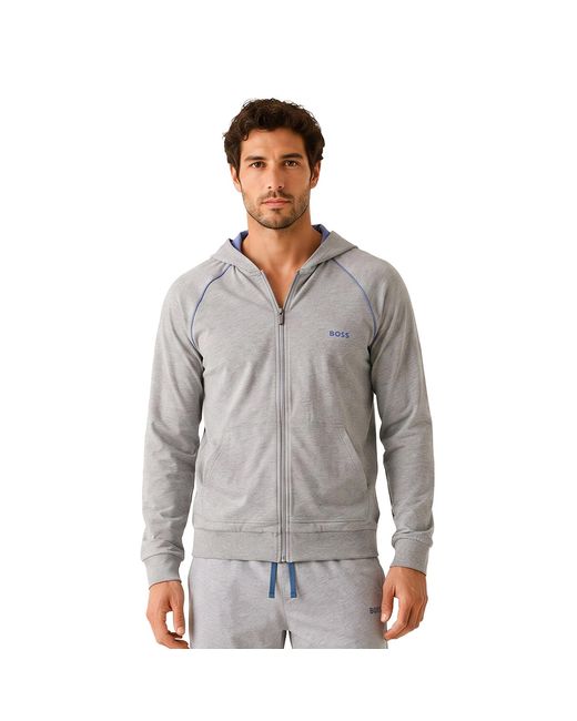 Boss Gray Cotton Zip-Up Hoodie 50515313 for men