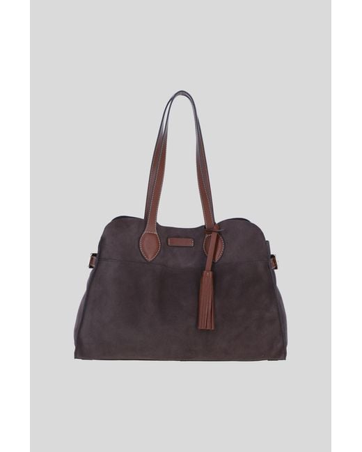 Brampton London Brown Real Suede Leather Shoulder Bag With Tassel Charm