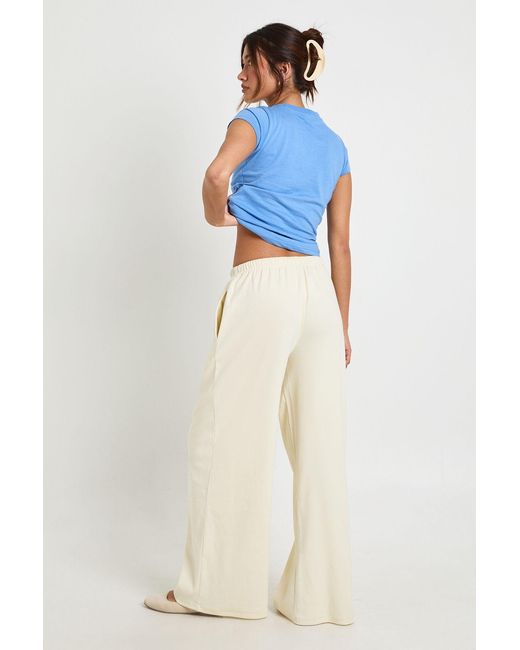 Boohoo Blue Basic Rib Straight Leg Trouser