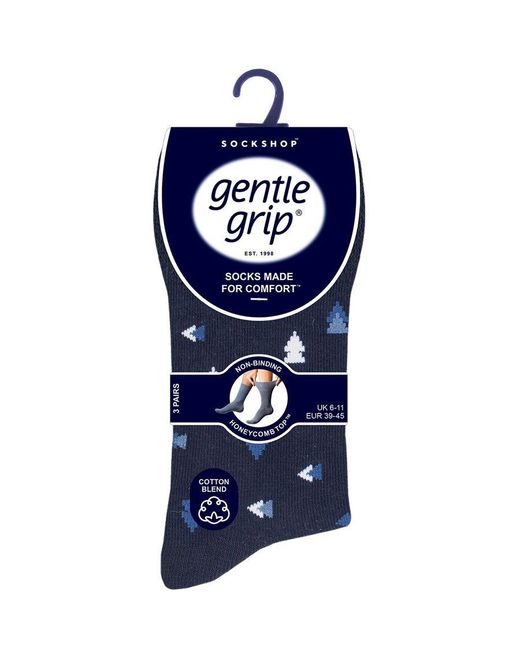 Gentle Grip Blue 6 Pairs Non Elastic Socks for men