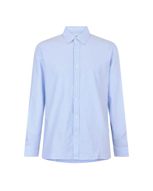 Peter Werth Blue Pinstripe Regular Long-Sleeved Shirt Cotton for men