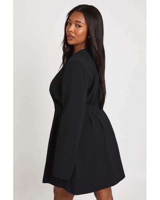 Boohoo Black Plus High Neck Lace Satin Structured Mini Dress