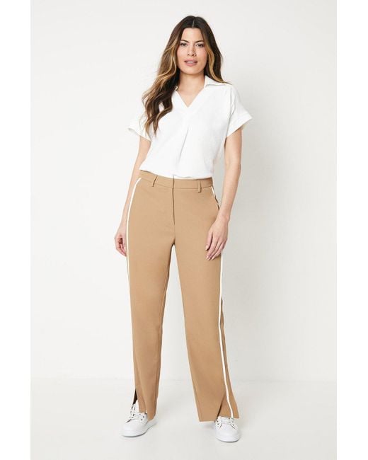 Wallis White Premium Tipped Straight Leg Trouser