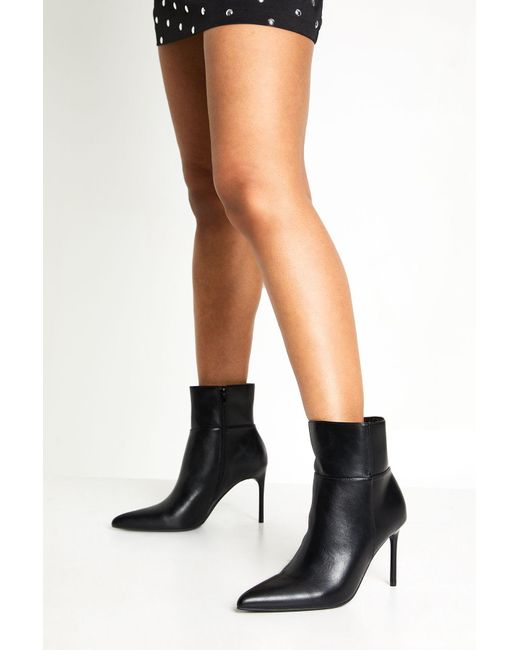 Boohoo Black Stiletto Pointed Toe Column Calf High Boots