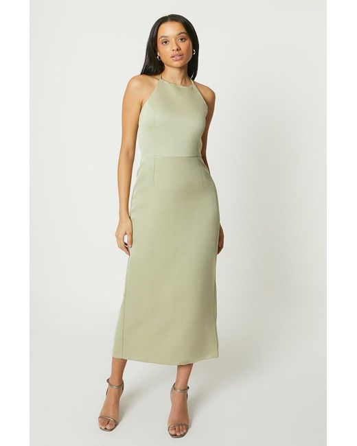 Debut London Green By Coast Halterneck Satin Column Bridesmaids Dress