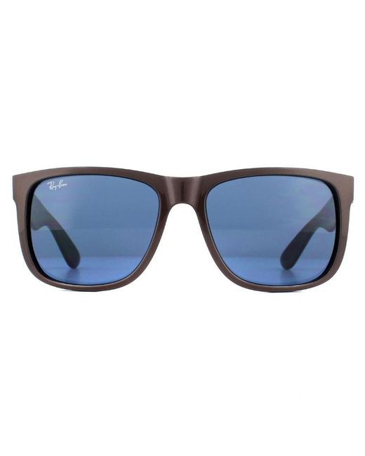 Ray-Ban Blue Sunglasses Justin 4165 647080 Metallic On Dark 55Mm