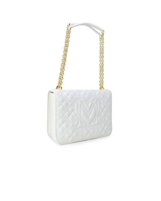 Moschino White Love Handbag With Clip Fastening