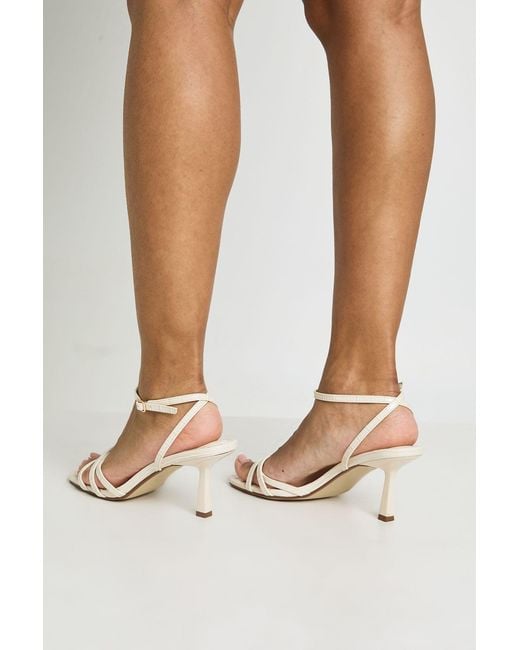 Boohoo Natural Wide Fit Croc Multi Strap 2 Part Heels