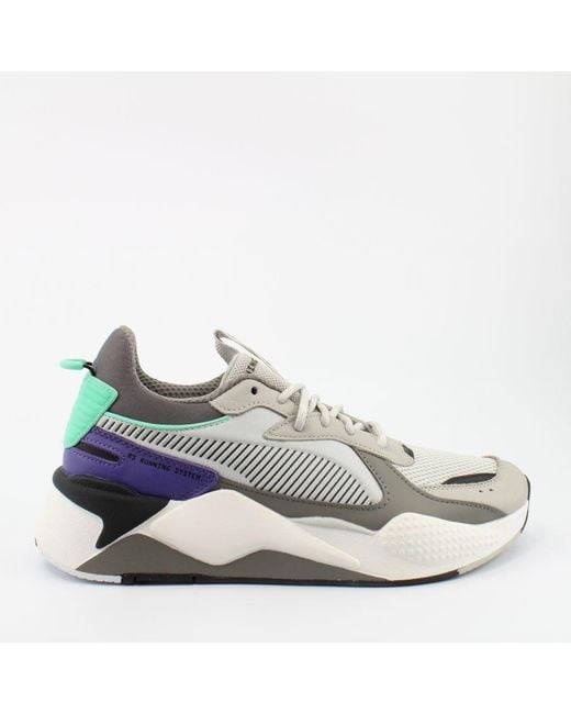PUMA White Rs-x Tracks Grey Trainers for men