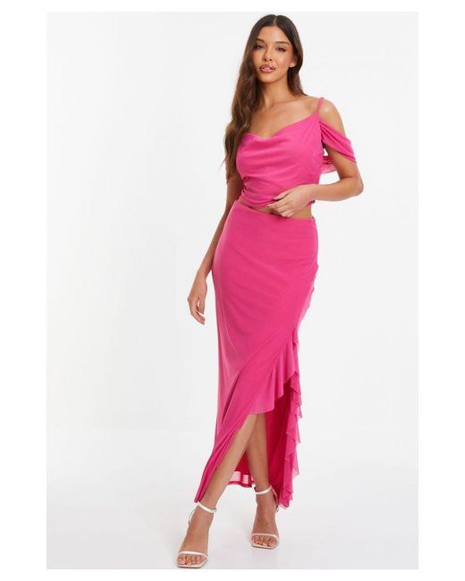 Quiz Pink Frill Maxi Skirt