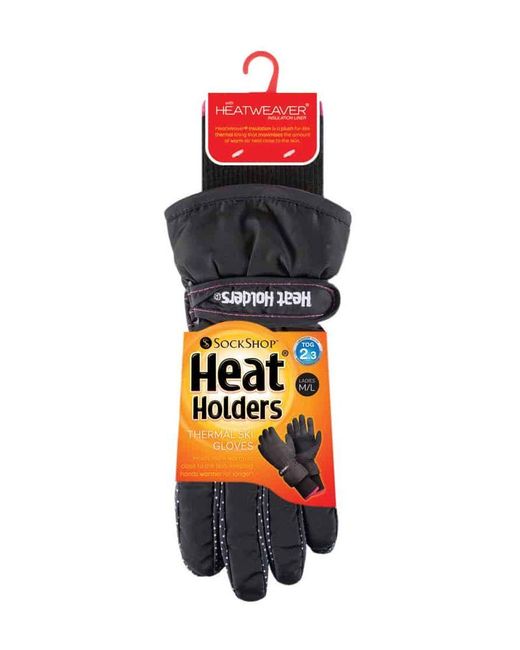 Heat Holders Black Ladies Extra Padded Waterproof Insulated Thermal Winter Ski Gloves