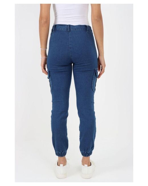 MYT Blue Side Elastic Waist Self Cuffed Jeans