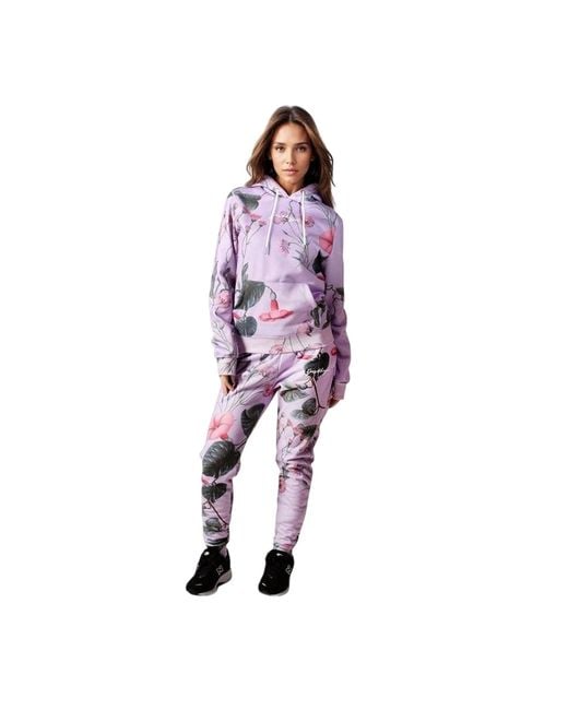 Hype Purple Ladies Woven Scribble Lightweight Tapered Joggers
