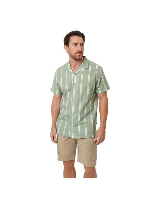 Saltwell Green Striped Regular Casual Shirt (Sage) for men
