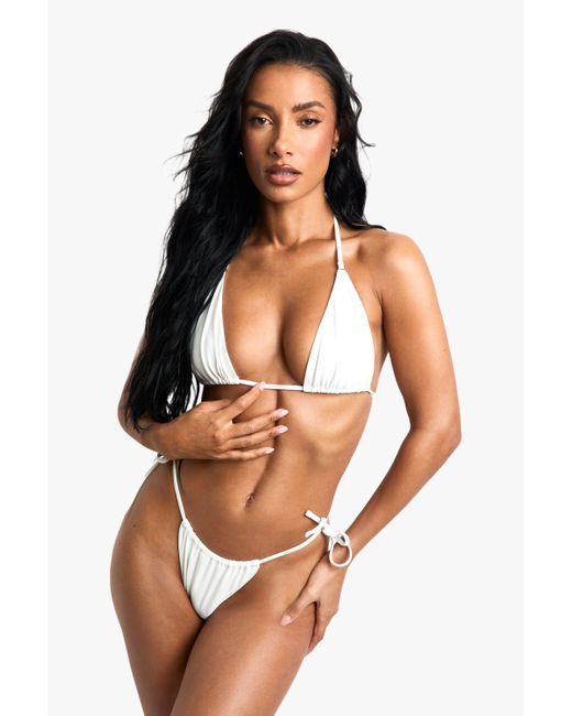 Boohoo White Swimwear Essentials Ruched Tie Side Brief