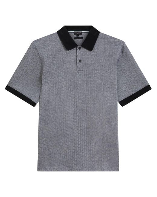 Ted Baker Gray Auguso Regular Tonal Jacquard Polo Shirt for men
