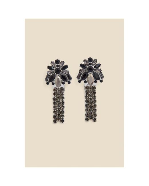 Sosandar Black Rhinestone Detail Tassel Earrings