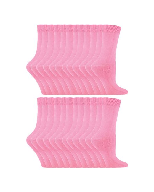 Sock Snob Pink 24 Pairs Ladies Plain Cotton Rich Dress Socks