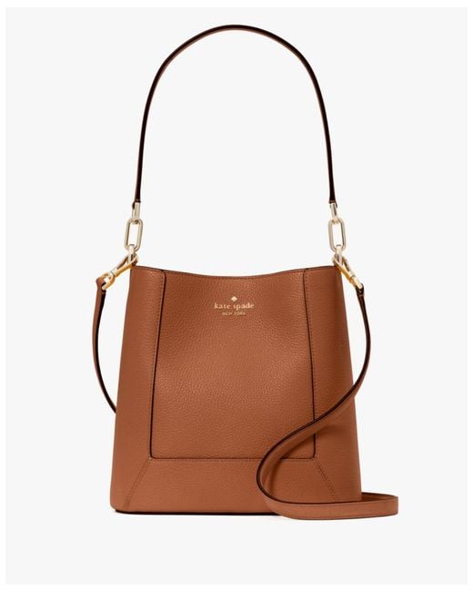 Kate Spade Brown Lena Pebbled Leather Bucket Bag