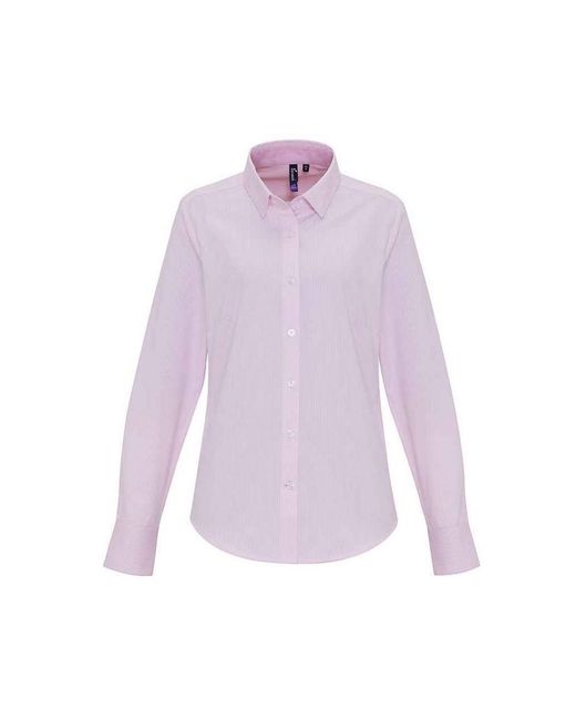PREMIER Purple Striped Oxford Long-Sleeve Formal Shirt