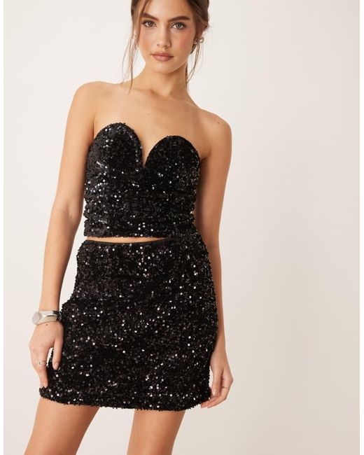 Gina Tricot Natural Mix And Match Sequin Mini Skirt