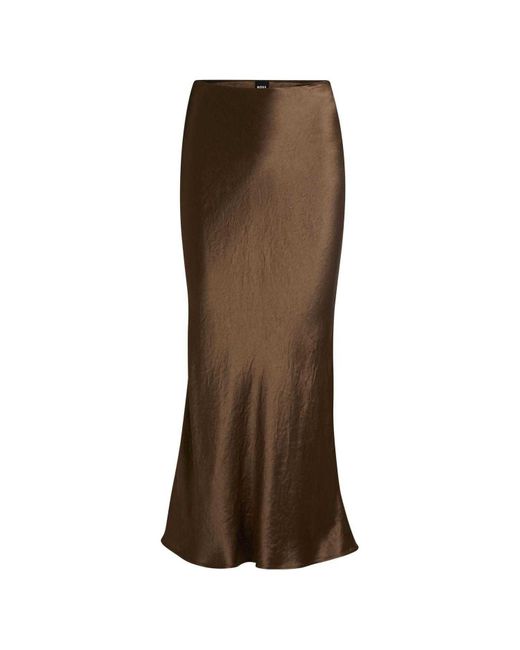 Boss Brown "Vesatie" Midirock Für Damen Satin