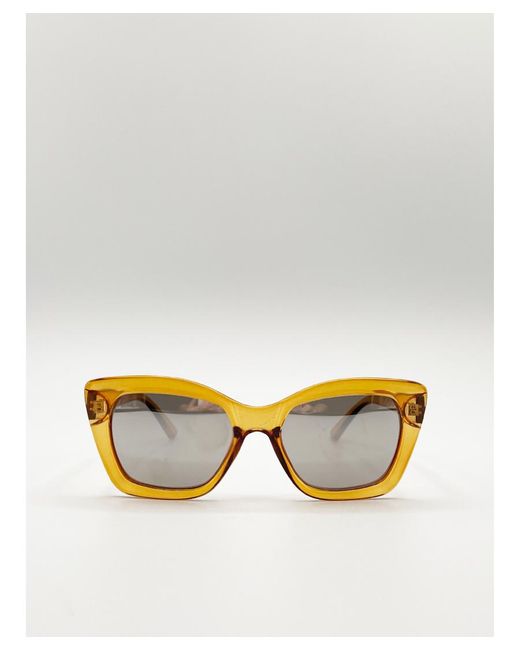 SVNX Metallic Crystal Mustard Cateye Sunglasses