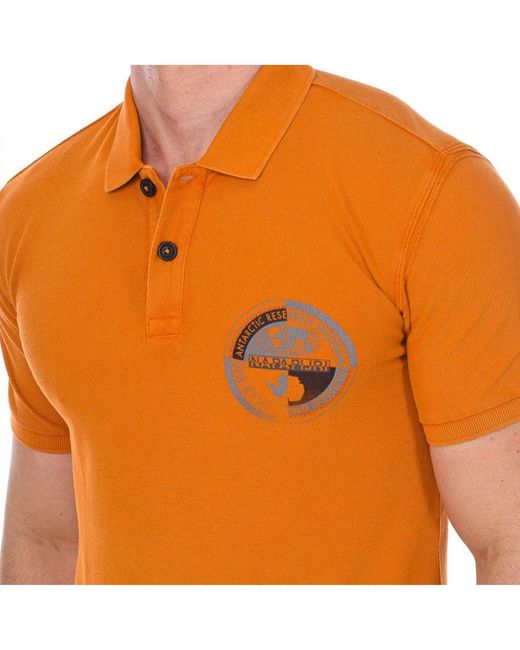 Napapijri Orange Eob Short Sleeve Polo With Lapel Collar Np0A4F68 for men