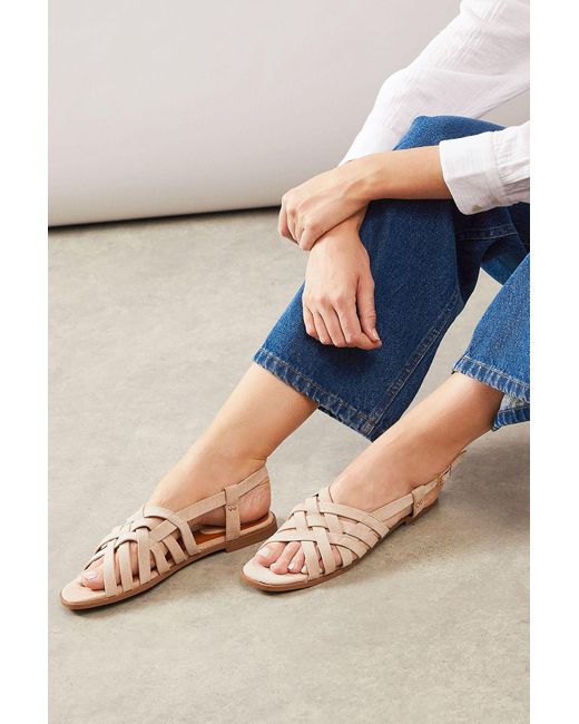 Good for the Sole Blue Maggie Multi Strap Slingback Flat Sandals