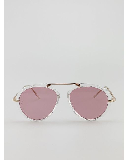 SVNX Pink Clear Frame Aviator Sunglasses