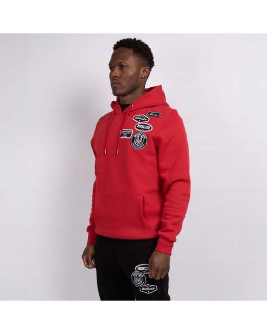 Mercier Red Mono Badge Hoodie for men