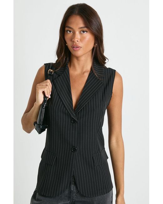Boohoo Black Pinstripe Oversized Boxy Fit Blazer