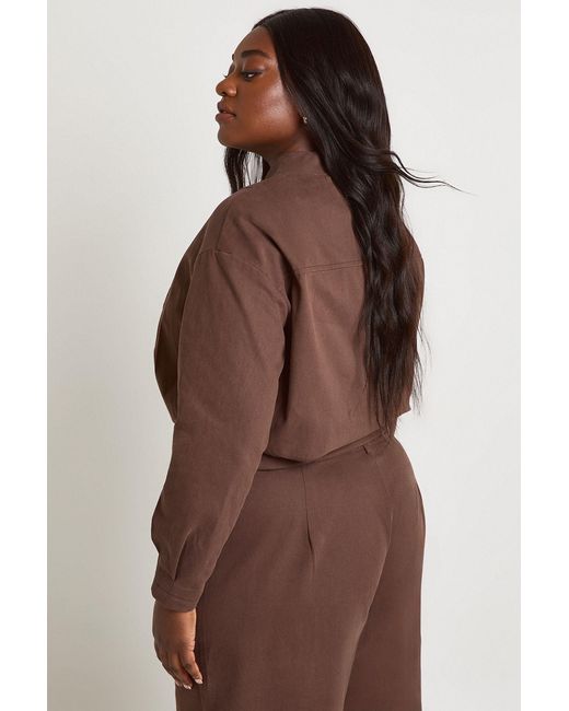 Boohoo Brown Plus Twill Bomber Jacket