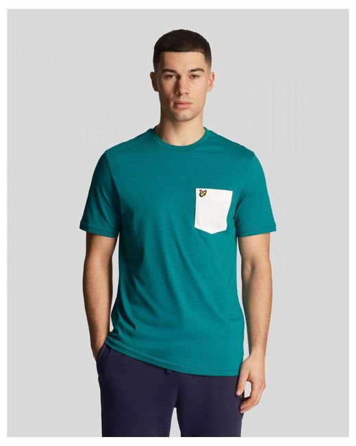 Lyle & Scott Green Contrast Pocket T-shirt for men
