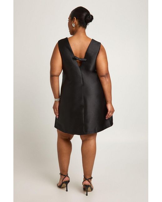Boohoo Black Plus Plunge Align Bow Back Dress