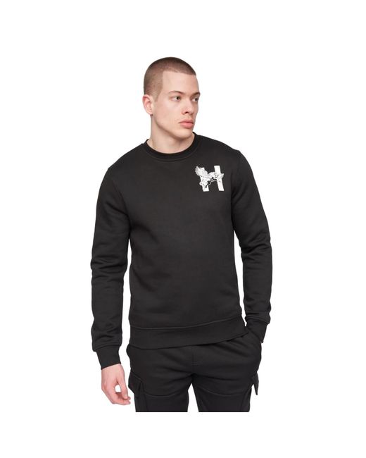 Henleys Black Moorehen Crew Neck Sweatshirt for men