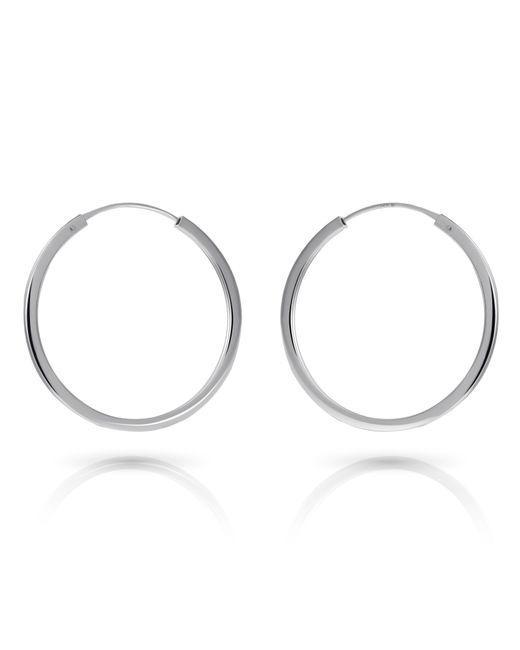 Orphelia Metallic 'Agata' 925 Sterling Hoop Earrings