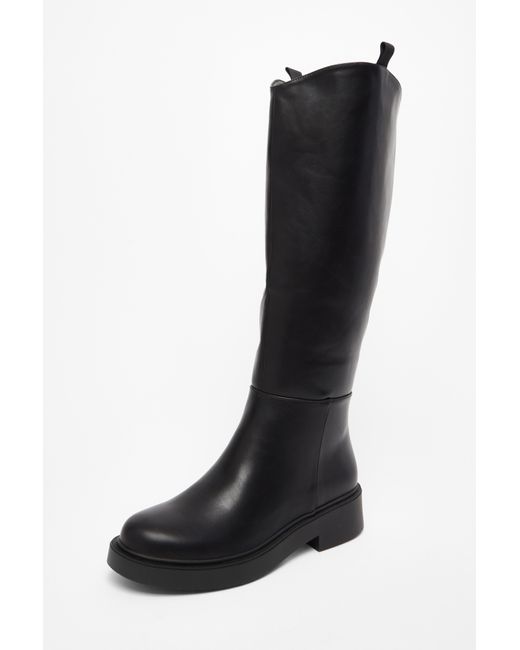 Quiz Black Faux Leather Knee High Boots