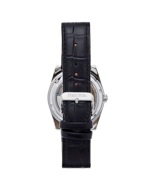 Heritor Black Daxton Semi Skeleton Watch for men