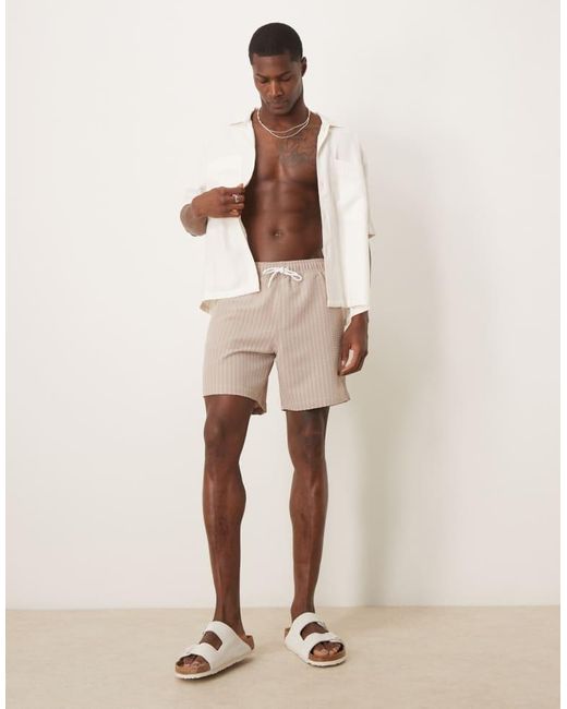 Abercrombie & Fitch Natural 7 Inch Drawstring Swimming Trunks for men