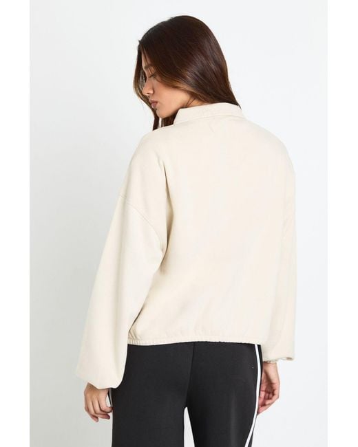Boohoo Natural Interlock Bubble Hem Zip Through Bomber Sweatshirt