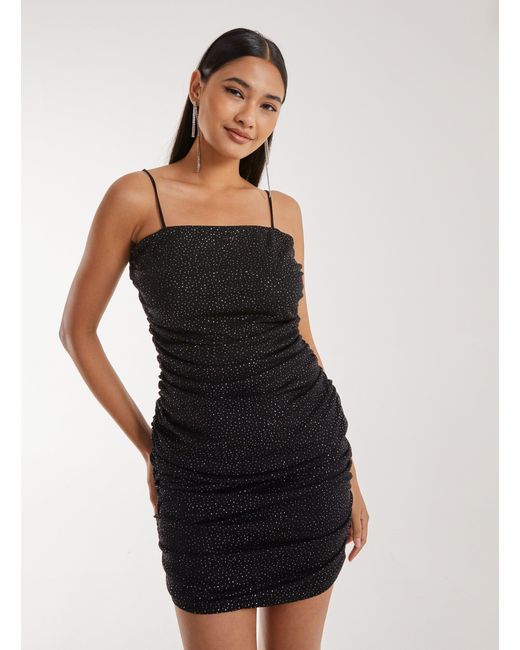 Pink Vanilla Black Sparkle Strappy Mesh Dress