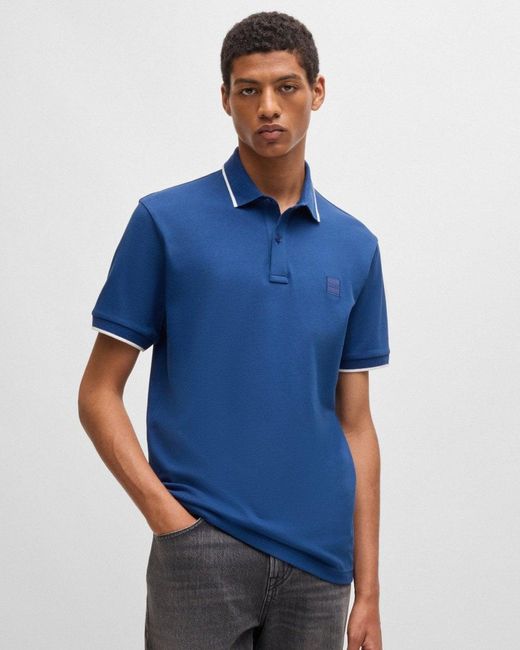 Boss Blue Boss Passertip Short Sleeve Polo Shirt With Tipped Collar Colour: Open 494 for men